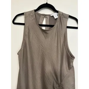 House of Harlow 1960 Womens Taupe‎ Ruched Side Satin Midi Dress XL Sleeveless thumbnail 4