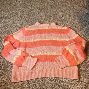 LC Lauren Conrad XL Striped Knit Sweater Womens Pink‎ Orange Balloon Sleeve thumbnail 5