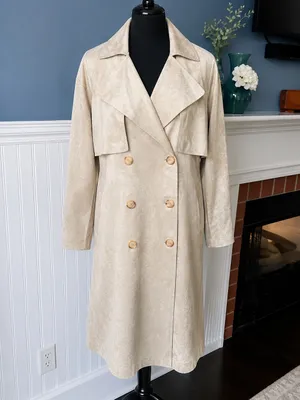 NWT BLANK NYC Womens Oversized Vegan Suede Trench Coat ~XS ~ Beige ~ GORGEOUS 🔥 thumbnail 5
