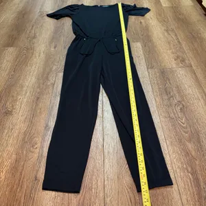 Lauren Ralph Lauren Black Jumpsuit Women's Small Gold Zipper Adjustable Waist thumbnail 5