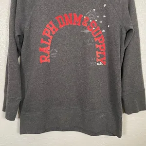 Denim & Supply Ralph Lauren Women L Gray Sweatshirt Velvet Embroidery Preppy thumbnail 2