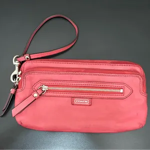 Coach Coral Daisy Leather Double Zip Wallet Wristlet thumbnail 2