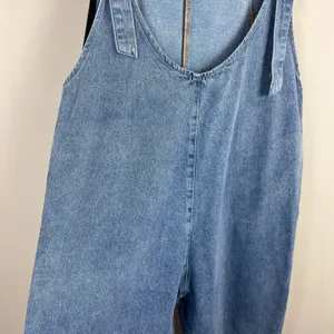Denim Jean Baggy Overall Jumpsuit Womens Small Blue Sleeveless Adjustable Straps thumbnail 9