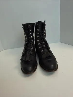 Vintage Laredo Boots Leather Ankle Lace Up Kiltie Steampunk Western Rodeo Black thumbnail 2