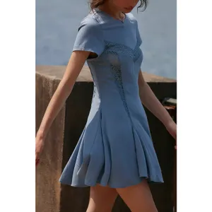 $128 New Free people Cruz Mini Dress - Blue - size 2 thumbnail 2