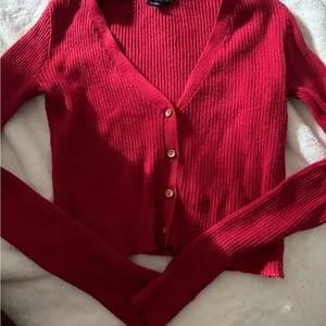 Timing Red Ribbed Knit Blouse thumbnail 1