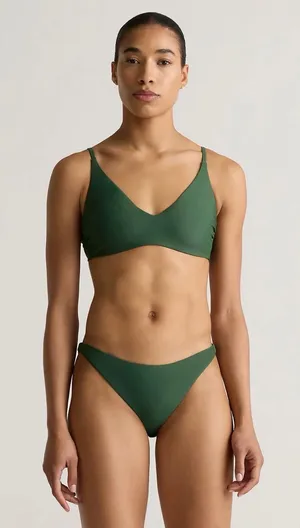 Quince Italian V-Neck Bikini Top | Palm Green | XS thumbnail 1