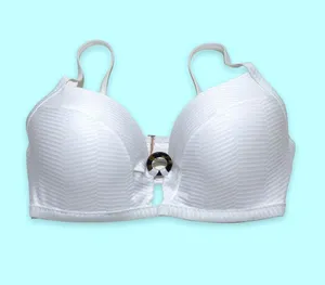 NWOT 34D White Underwire Push Up Bra Bikini Top Adjustable Straps Ribbed Texture New thumbnail 1