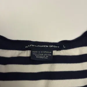 Ralph Lauren Sport T-Shirt Women Large Navy White Striped V-Neck Pima Cotton thumbnail 3