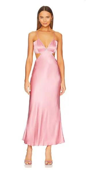 NWT Bardot Rome Diamonte Slip Dress in Blush Pink, size 6 thumbnail 1