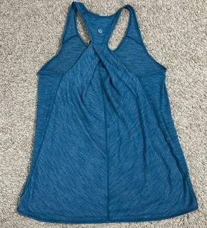 (4) Lululemon Essential Tank Top Heathered Jet Set Blue Small Luon Turquoise thumbnail 3