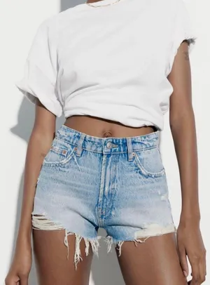ZARA High Rise Jean Shorts thumbnail 1