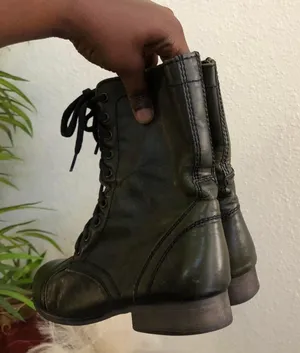 Green Troopa Military Style Combat Biker genuine leather lace-up boots Ankle Booties Grunge Goth Punk Rock Women 7M thumbnail 2