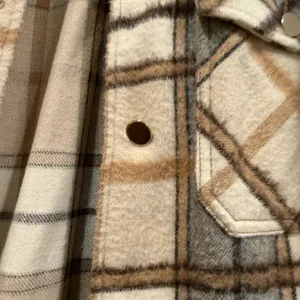 Zara Checkered Jacket in Cream and Brown Shacket thumbnail 3