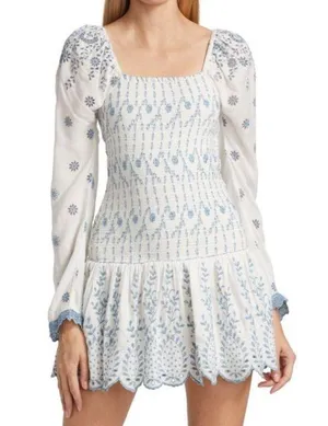 Boutique Blue and White Smocked Mini Dress thumbnail 1