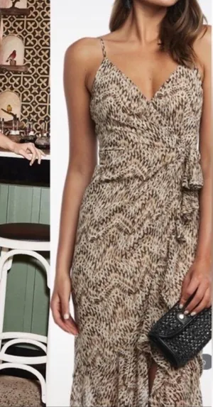 Bardot Ellie Faux Wrap Chiffon Dress Animal Python Print thumbnail 3