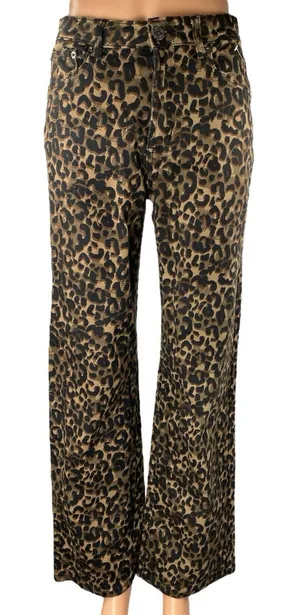 Project Rebel Tan Black Leopard High Waisted Wide Leg Baggy Trousers Pants Sz S thumbnail 1
