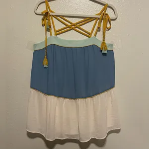 Ann Taylor LOFT Blue Cream Tiered Cami Tank Top Medium thumbnail 2