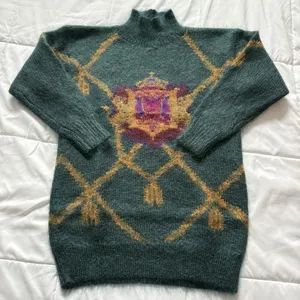 Ellen Tracy Vintage 80s‎ 90s Womens Size Small Green Mohair Wool Blend Knit Sweater Holiday thumbnail 1
