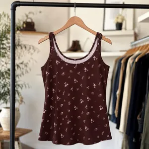 No Boundaries Burgundy Ditsy Floral Tank Top Y2K Coquette L thumbnail 6