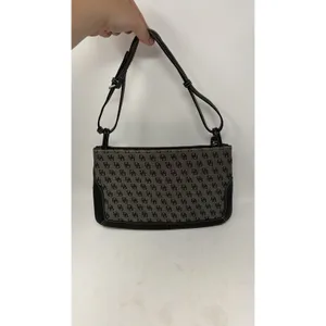 Dooney & Bourke Coated Canvas Logo Mini Slim Black Leather Trim Shoulder Bag Y2K thumbnail 2