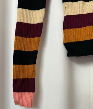 Cute Multicolor Striped Colorful Round Neck Slim Fit Sweater Size Medium thumbnail 4