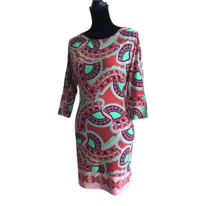 Tracy Negoshian Womens Dress Sz S Bodycon Dolman Sleeve Rust Orange‎ Peach Green thumbnail 3