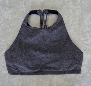 lululemon athletica High-Neck Strappy Sports Bra in Dark Charcoal thumbnail 1