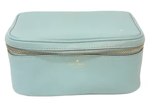 Kate Spade Light Blue Full Zip Vanity Makeup Tote Bag Kit thumbnail 1