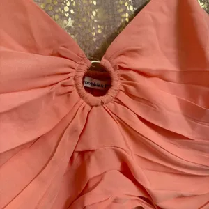 Abercrombie & Fitch Ruched Coral Pink O Ring‎ Cropped Top Small NWT thumbnail 3