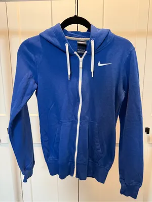Nike Royal Blue Zip Hoodie with White Swoosh thumbnail 1