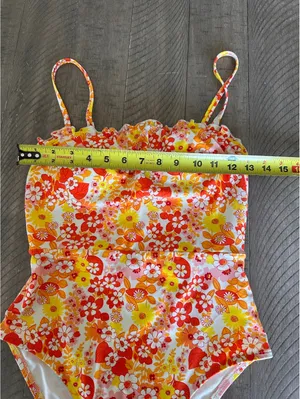 Aerie Tropical Print One Piece Bandeau Swimsuit Retro Floral Women’s Small thumbnail 9