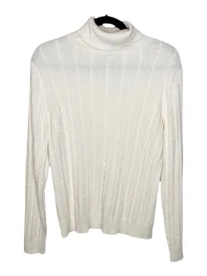 new Izod ❤︎ Cozy Classic Cable Knit Turtleneck Sweater ❤︎ Ivory Winter White XL thumbnail 4