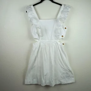Madewell Eyelet Ruffle Mini‎ Dress 8 White Cutout Cotton Summer Boho Romantic thumbnail 11