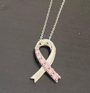 SAI 925 Pink Ribbon Cancer Sterling Silver 18” Necklace thumbnail 8