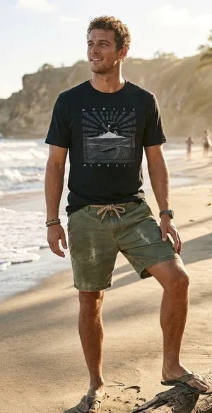 Hurley Neutral Beach Outdoor Short Sleeve Graphic Tee Size Large thumbnail 1