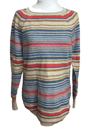L.L.Bean Sweater Multicolor Striped‎ Cotton Boat Neck Nautical Coastal Classic M thumbnail 1