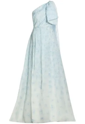 Sachin & Babi Anouk One Shoulder Gown Blue Degrade Floral Size 6 NWT thumbnail 1