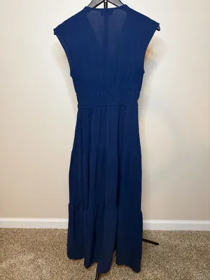 Tahari‎ Arthur S. Levine Navy Blue Sleeveless Tiered Maxi Dress Size XS thumbnail 3