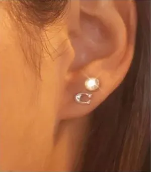 Coach Set of 2 Silver Stud Earrings One Size thumbnail 1