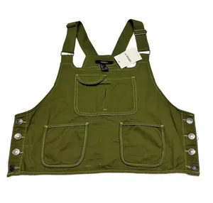Forever 21 Olive Green Crop Overalls Top thumbnail 1