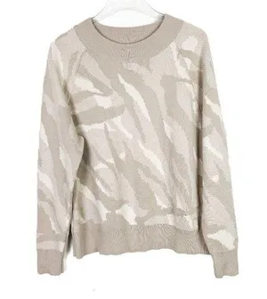 Jacquard Textured Crew Sweater Merino Wool Size Medium M EUC L2377 thumbnail 1