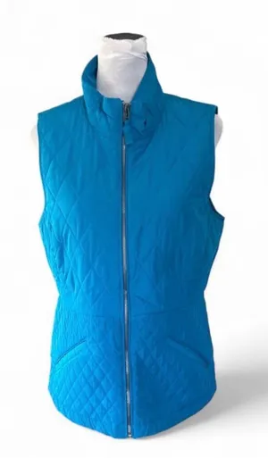 Talbots Quilted Teal-Blue Sleeveless Zip Vest thumbnail 1