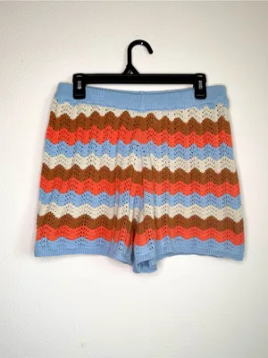 Rip Curl Women's Santorini Sun Crochet Shorts Striped Crochet Knit High-Waist thumbnail 2