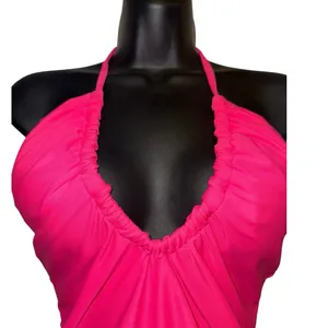 No‎ Boundaries Neon Pink One Piece Swimsuit Medium NWT Halter Monokini thumbnail 2