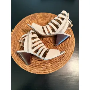 Audrey Brooke Womens Beige Suede Cage Gladiator Sandals Cone Heel‎ Size 9 thumbnail 2