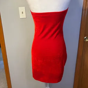 Reformation Astro cherry Red Velvet Strapless Mini‎ Dress Bodycon Tube Dress thumbnail 5