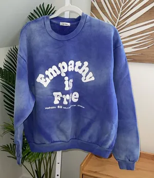Madhapoy BLUE TIE DYE MENTAL HEALTH EMPATHY‎ IS FREE CREWNECK size small thumbnail 1