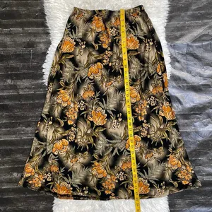 Coldwater Creek Black Midi Orange Brown Floral Skirt Dark Grunge Cottagecore thumbnail 7