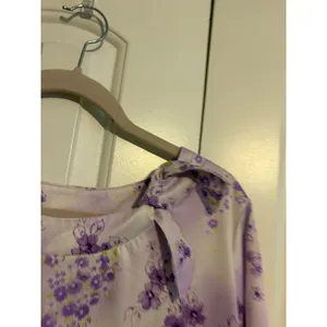 Haband Blouse Vintage 80s Cottagecore Purple Floral Bow Tie Neck XL‎ thumbnail 5